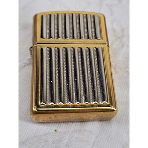 Rare Zippo 2001 Silver & Gold Tone Truck Grill Brass Lighter Unfired C 01